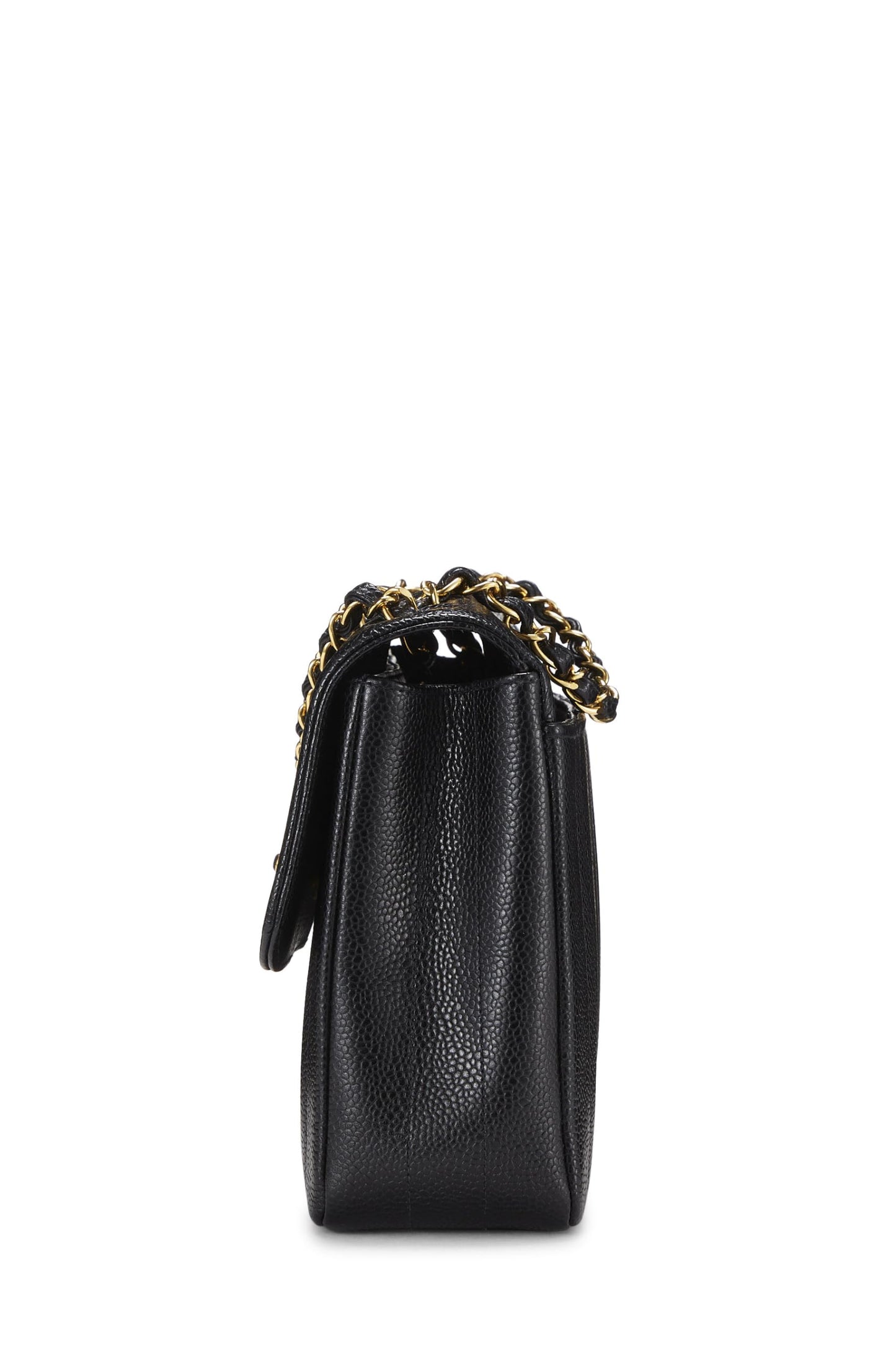 Chanel,  Black Vertical Caviar Half Flap Small, Black