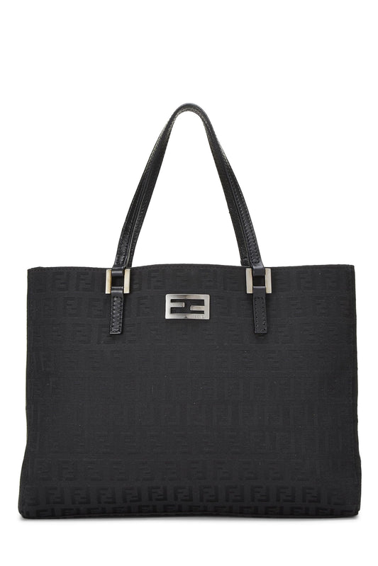 Fendi,  Black Zucchino Canvas Tote Small, Black