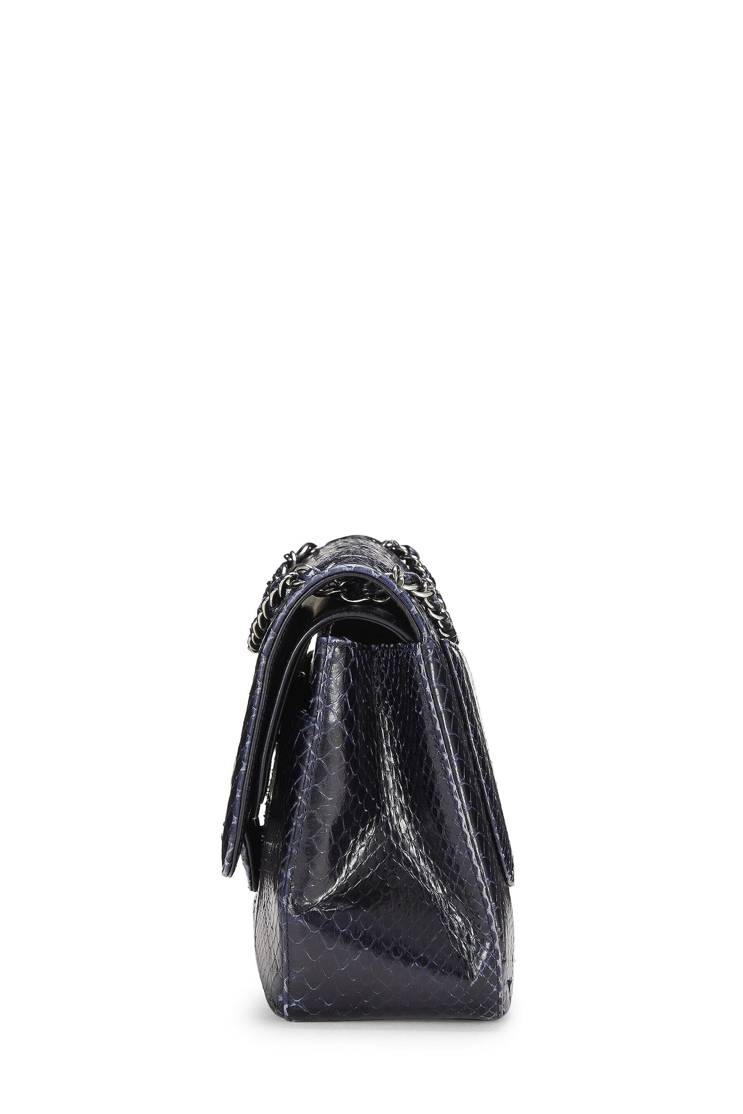 Chanel,  Navy Python New Classic Double Flap Jumbo, Navy