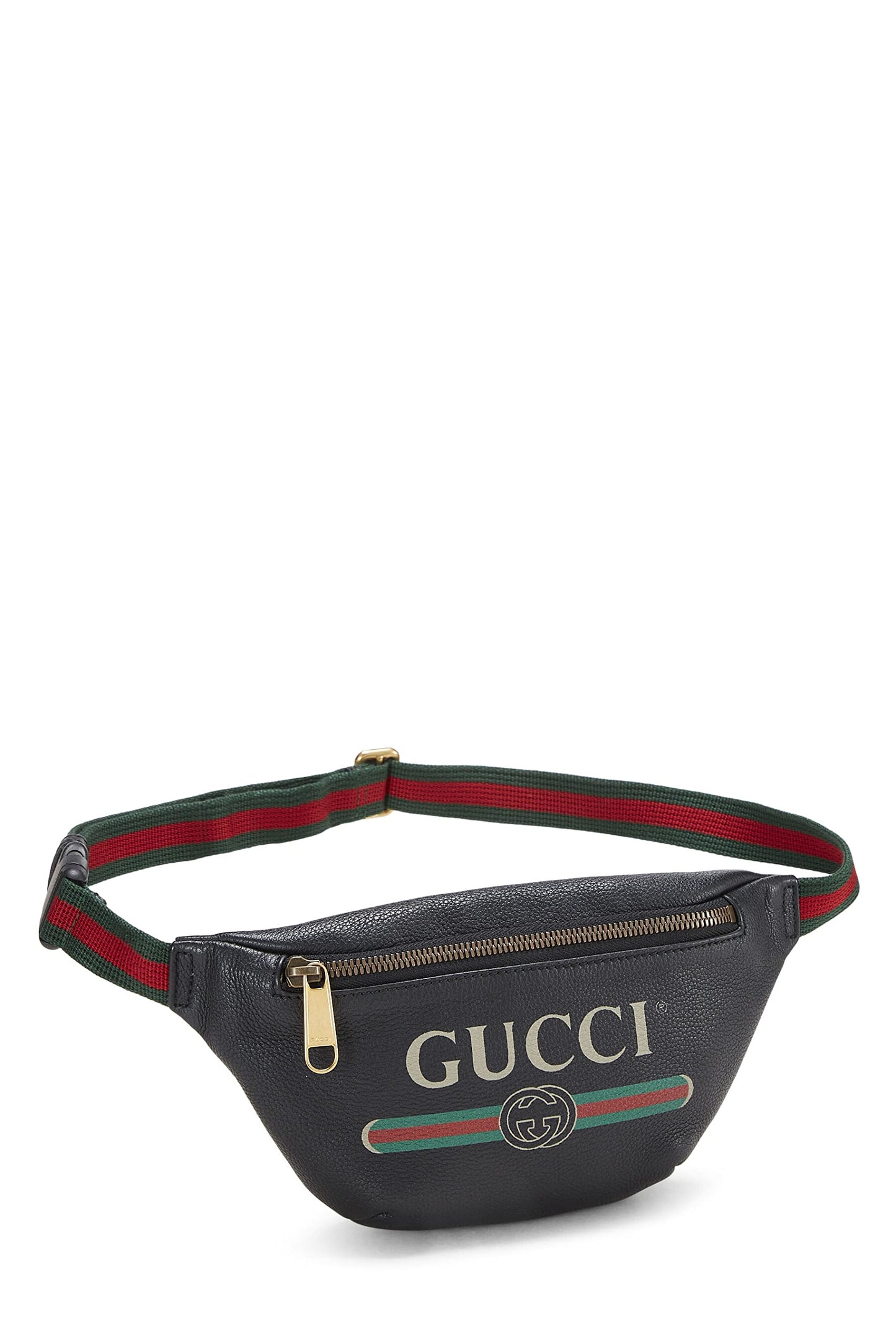 Gucci,  Black Leather Logo Print Belt Bag Small, Black