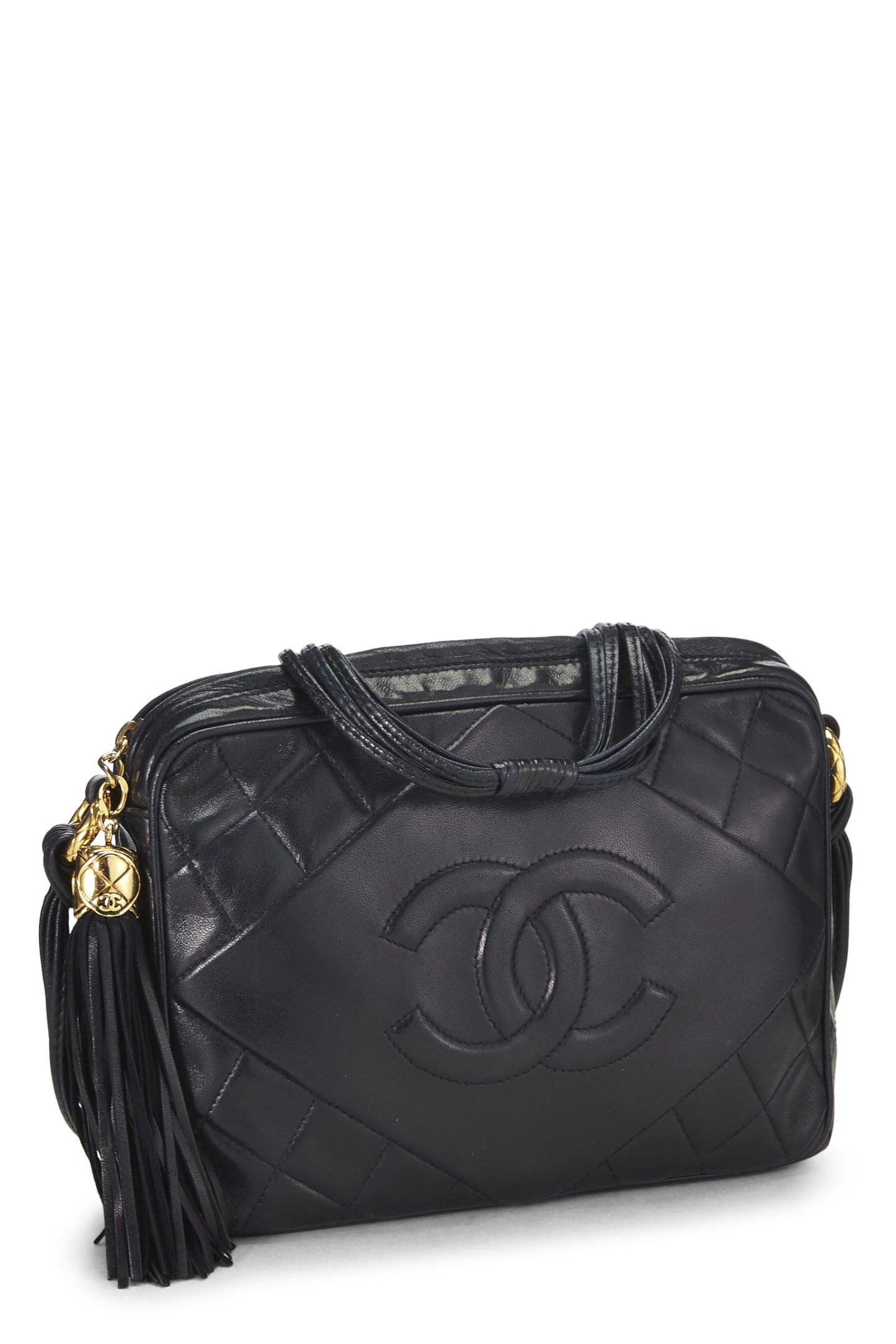 Chanel,  Navy Lambskin Diamond 'CC' Camera Bag Medium, Navy