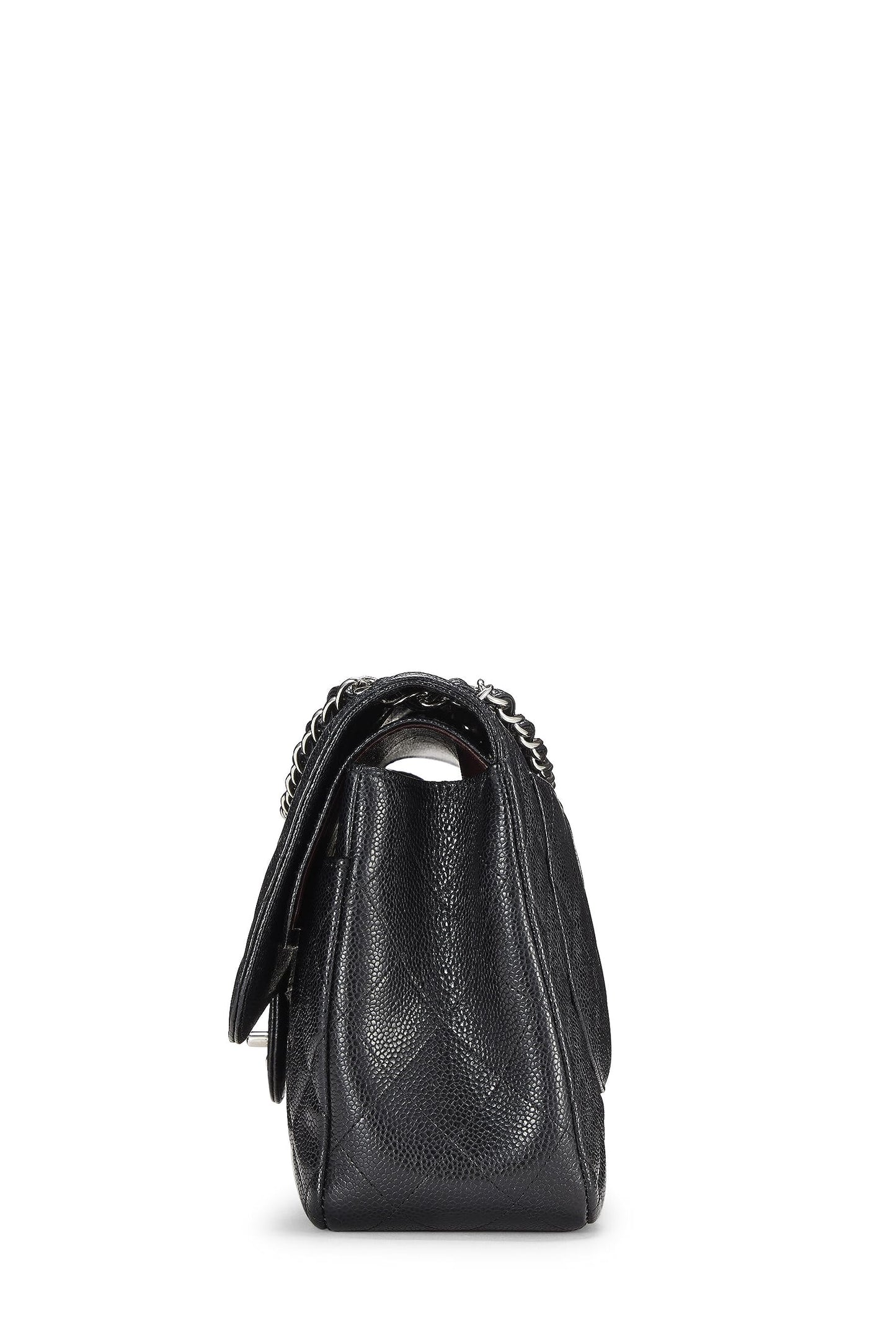 Chanel,  Black Quilted Caviar New Classic Flap Jumbo, Black
