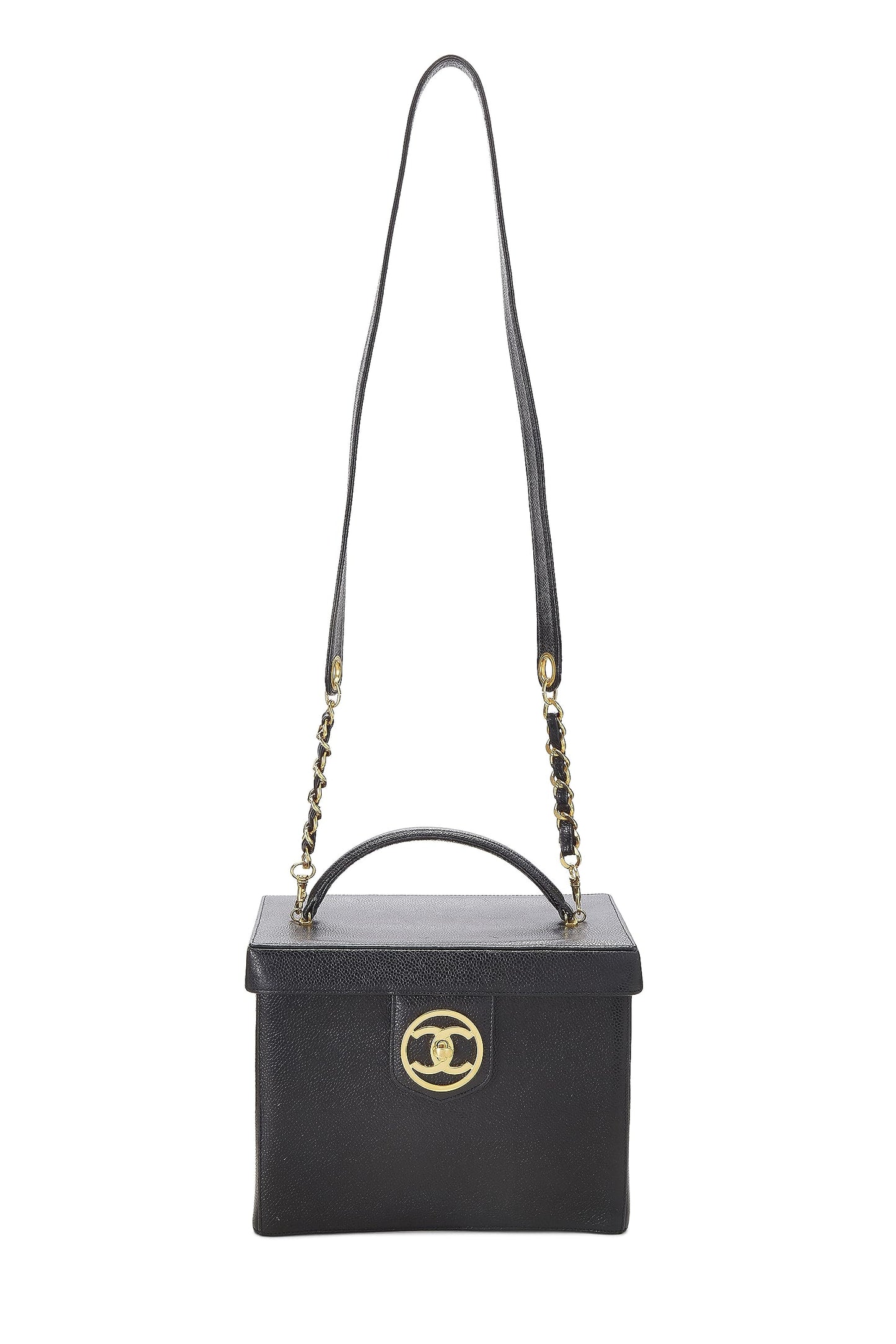 Chanel,  Black Caviar Circle 'CC' Vanity Large, Black