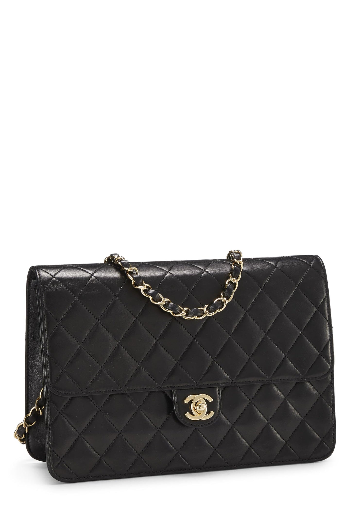 Chanel,  Black Quilted Lambskin Turnlock Ex Flap Medium, Black