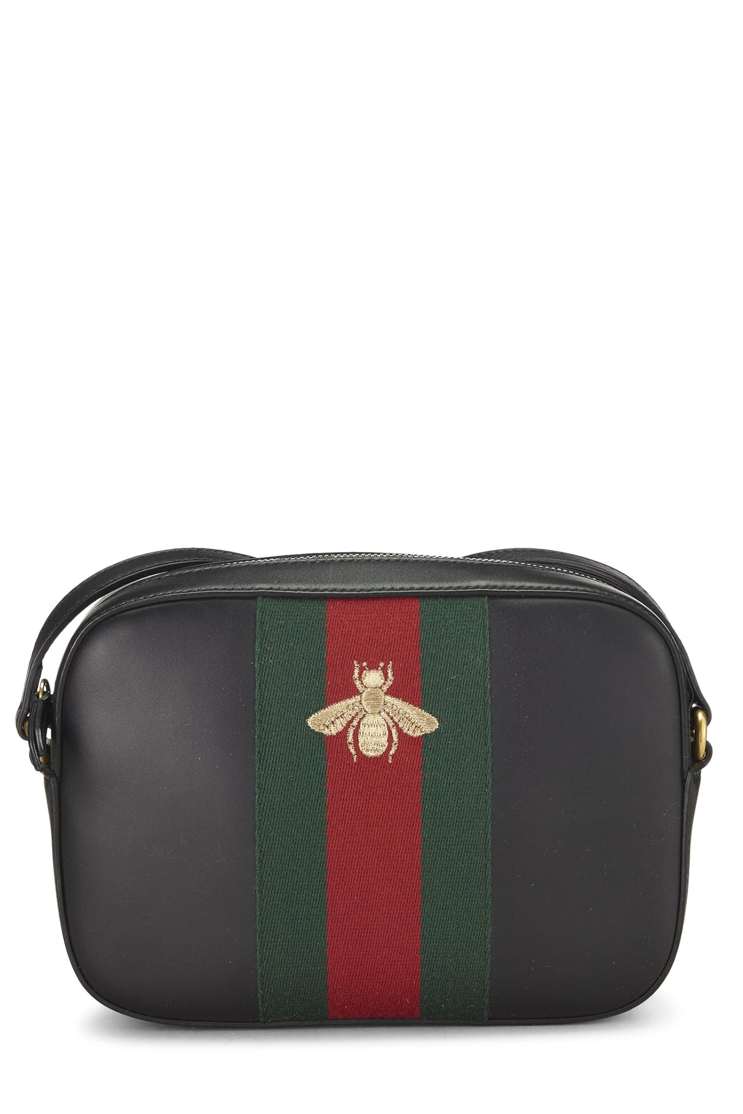 Gucci,  Black Leather Webby Shoulder Bag Small, Black