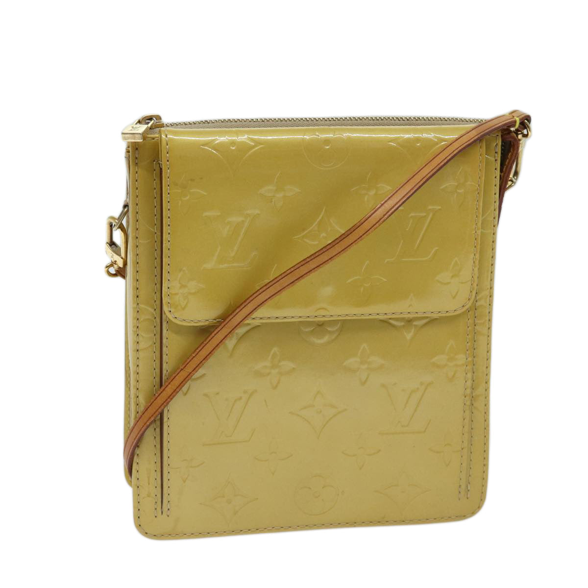LOUIS VUITTON Monogram Vernis Motto Accessory Pouch Beige M91136 LV 72000