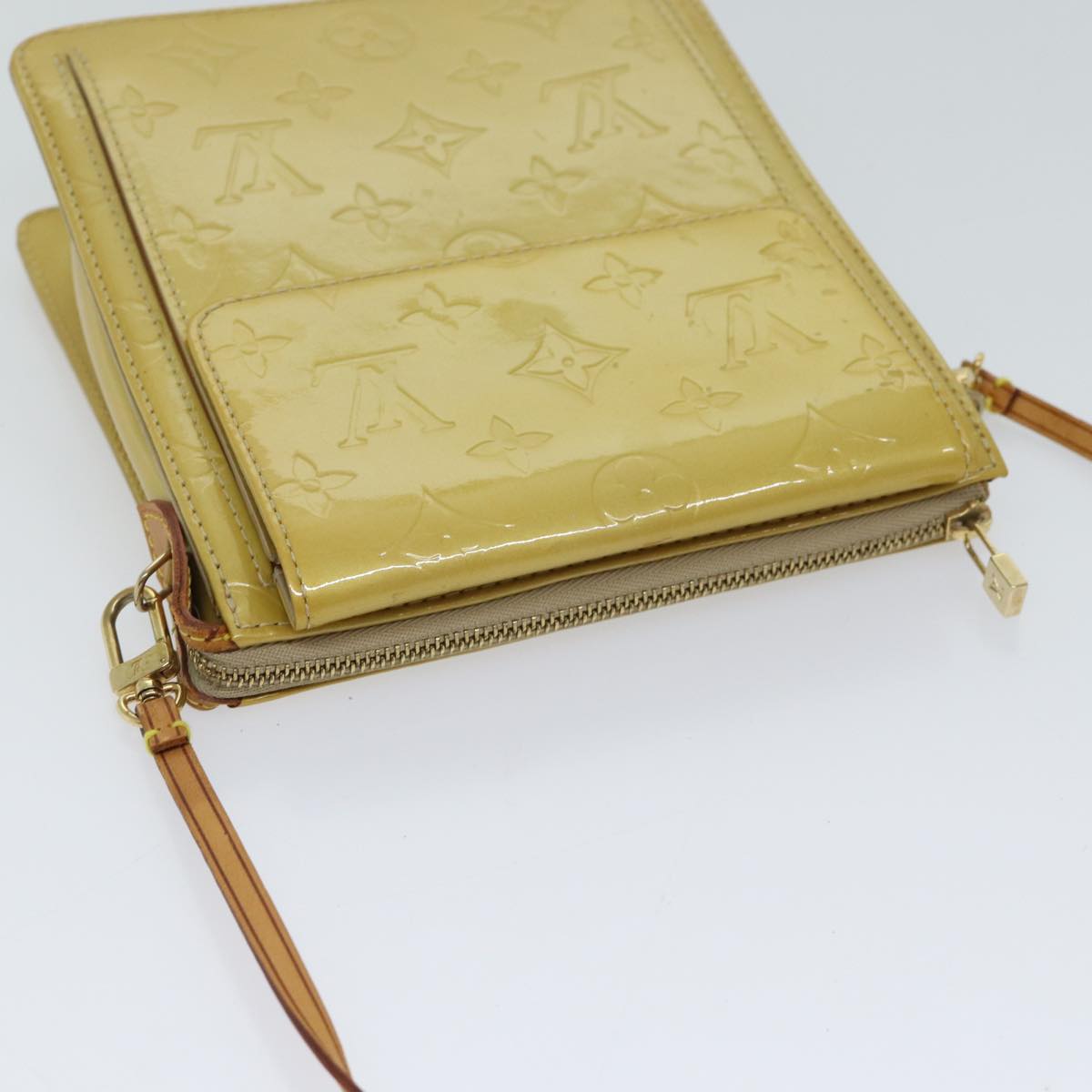 LOUIS VUITTON Monogram Vernis Motto Accessory Pouch Beige M91136 LV 72000