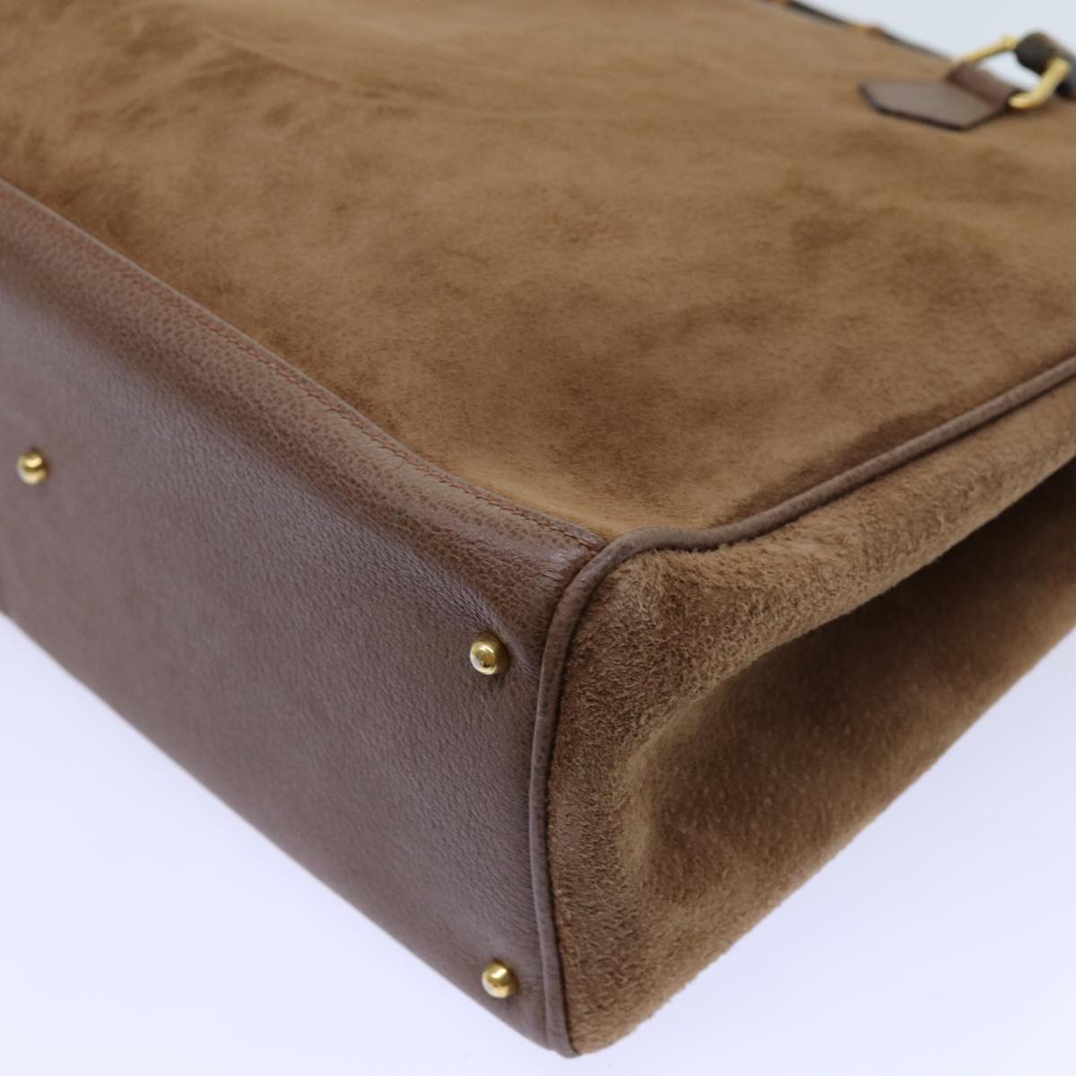 GUCCI Bamboo Hand Bag Suede 2way Brown 002 123 0322 72032