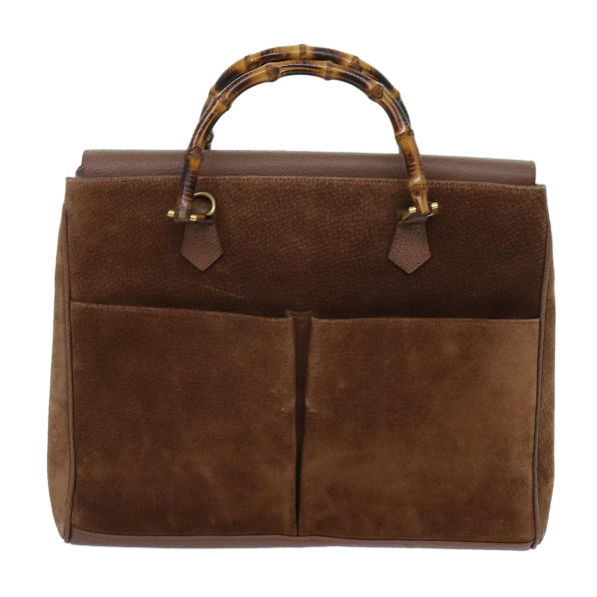 GUCCI Bamboo Hand Bag Suede 2way Brown 002 123 0322 72032