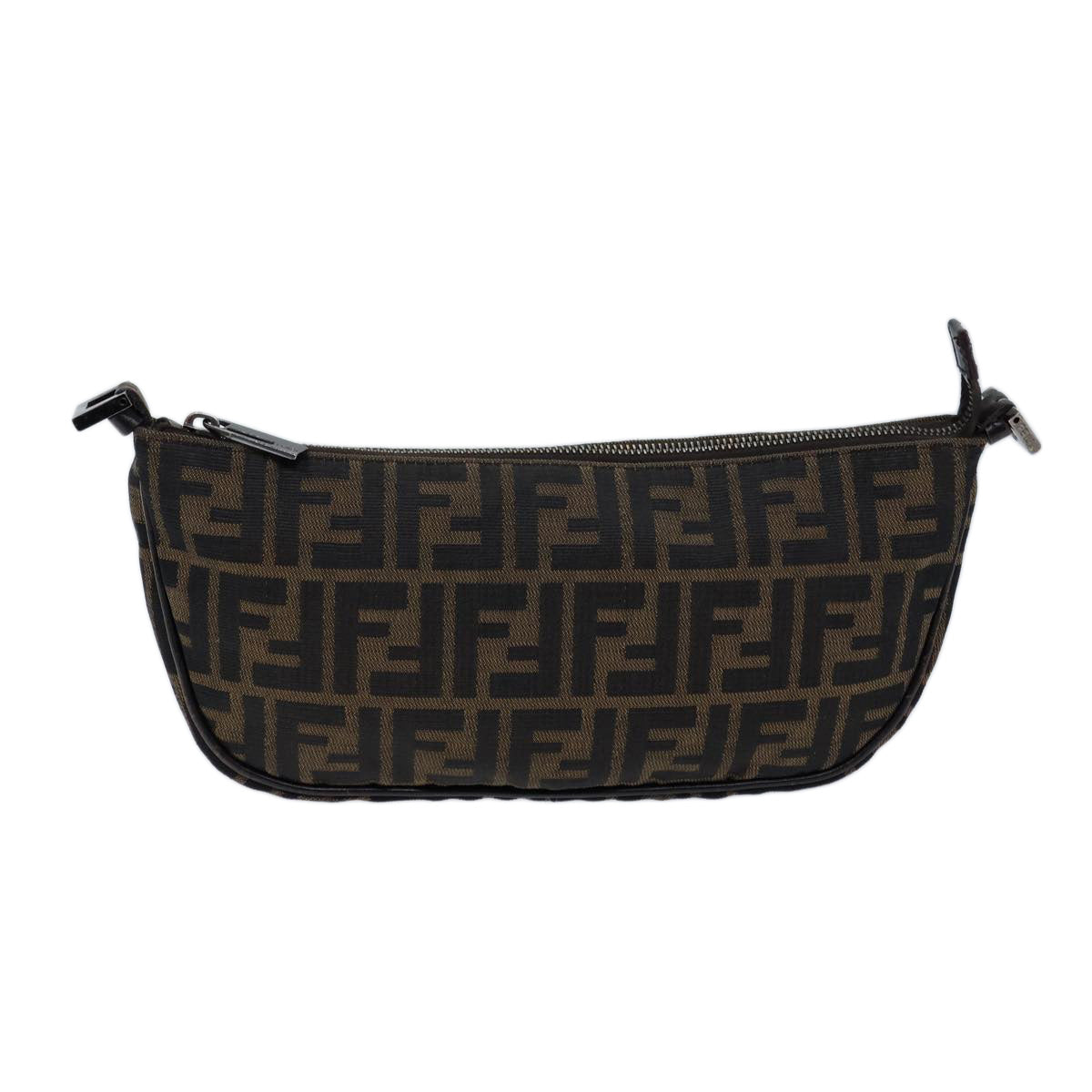 FENDI Zucca Canvas Shoulder Bag Brown Black 72107