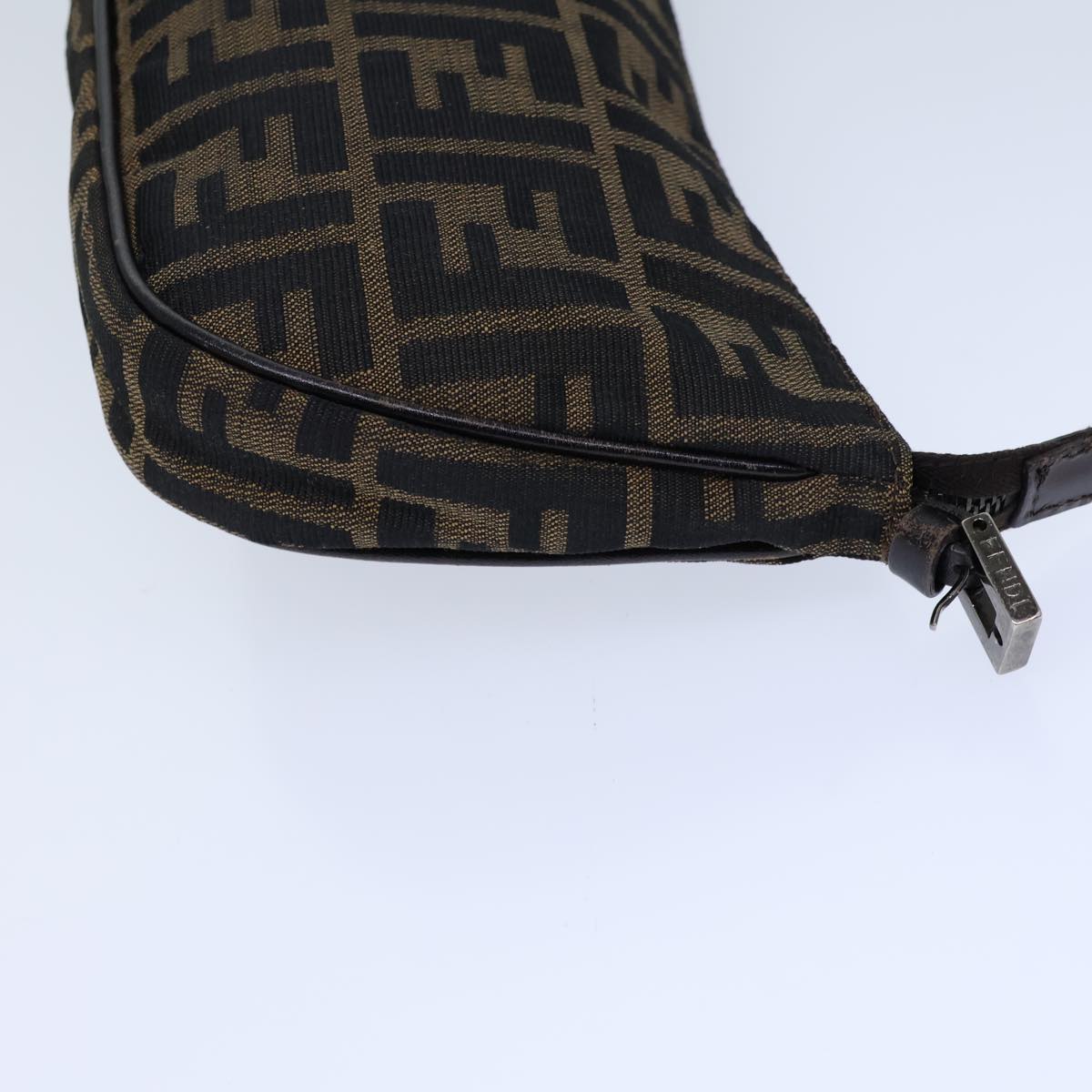 FENDI Zucca Canvas Shoulder Bag Brown Black 72107