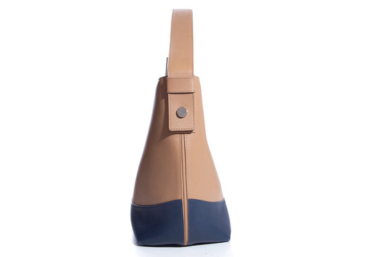 Perrin Brown & Blue Leather Shoulder Bag