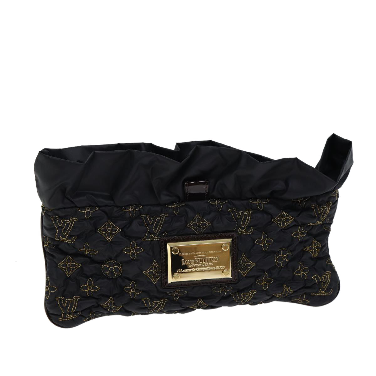 LOUIS VUITTON Monogram Satin Pochette Devi MM Clutch Bag Black M93196 72333