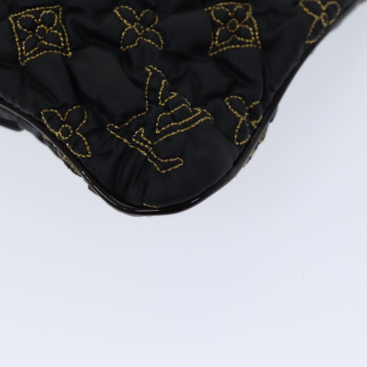 LOUIS VUITTON Monogram Satin Pochette Devi MM Clutch Bag Black M93196 72333