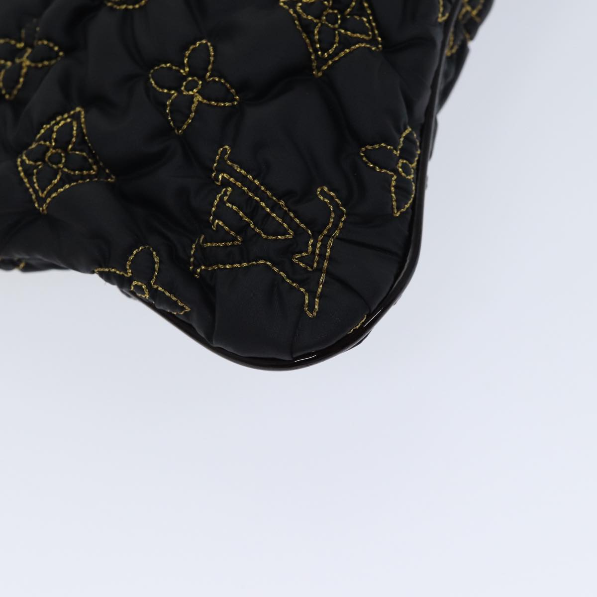 LOUIS VUITTON Monogram Satin Pochette Devi MM Clutch Bag Black M93196 72333
