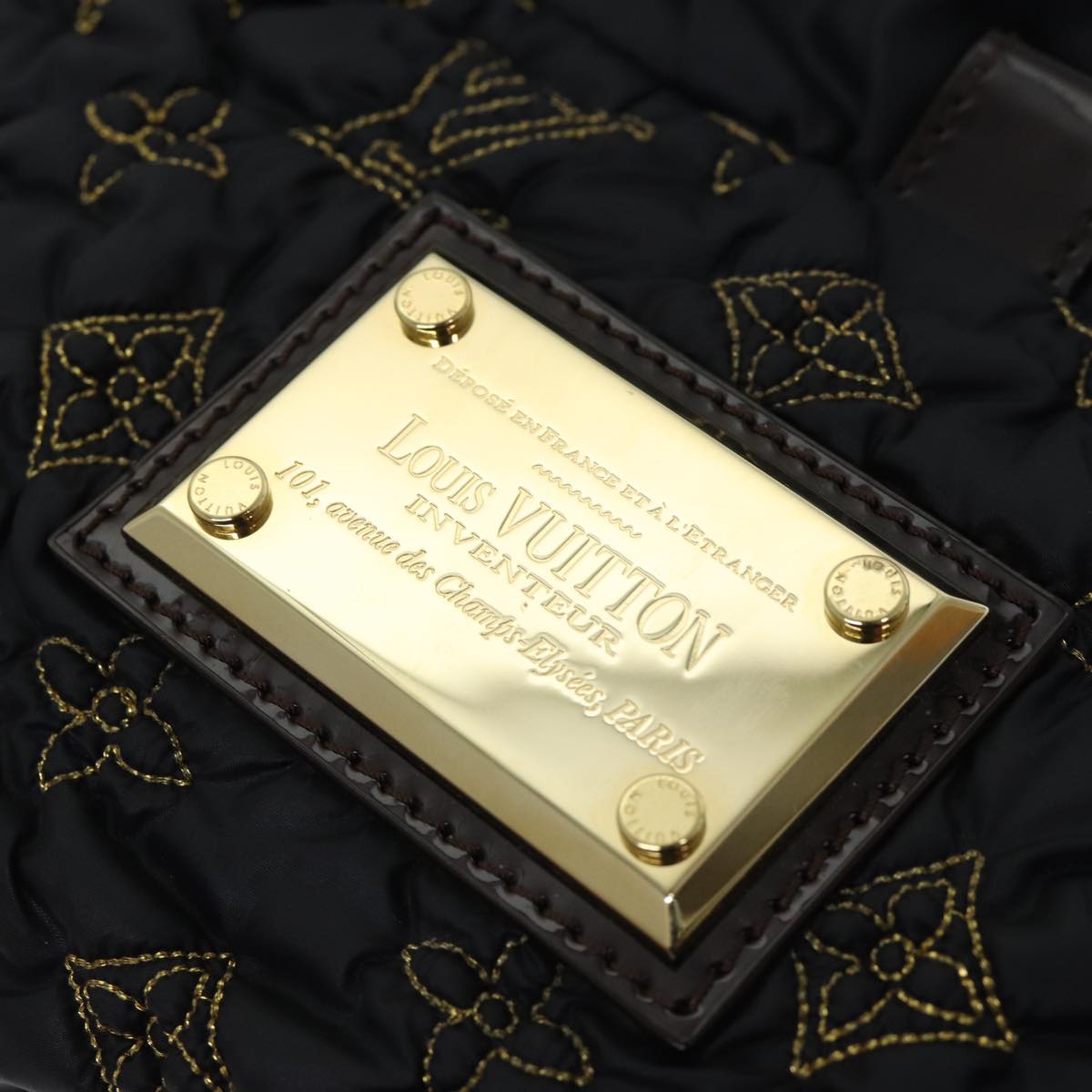 LOUIS VUITTON Monogram Satin Pochette Devi MM Clutch Bag Black M93196 72333