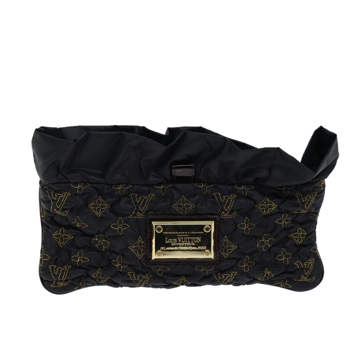 LOUIS VUITTON Monogram Satin Pochette Devi MM Clutch Bag Black M93196 72333