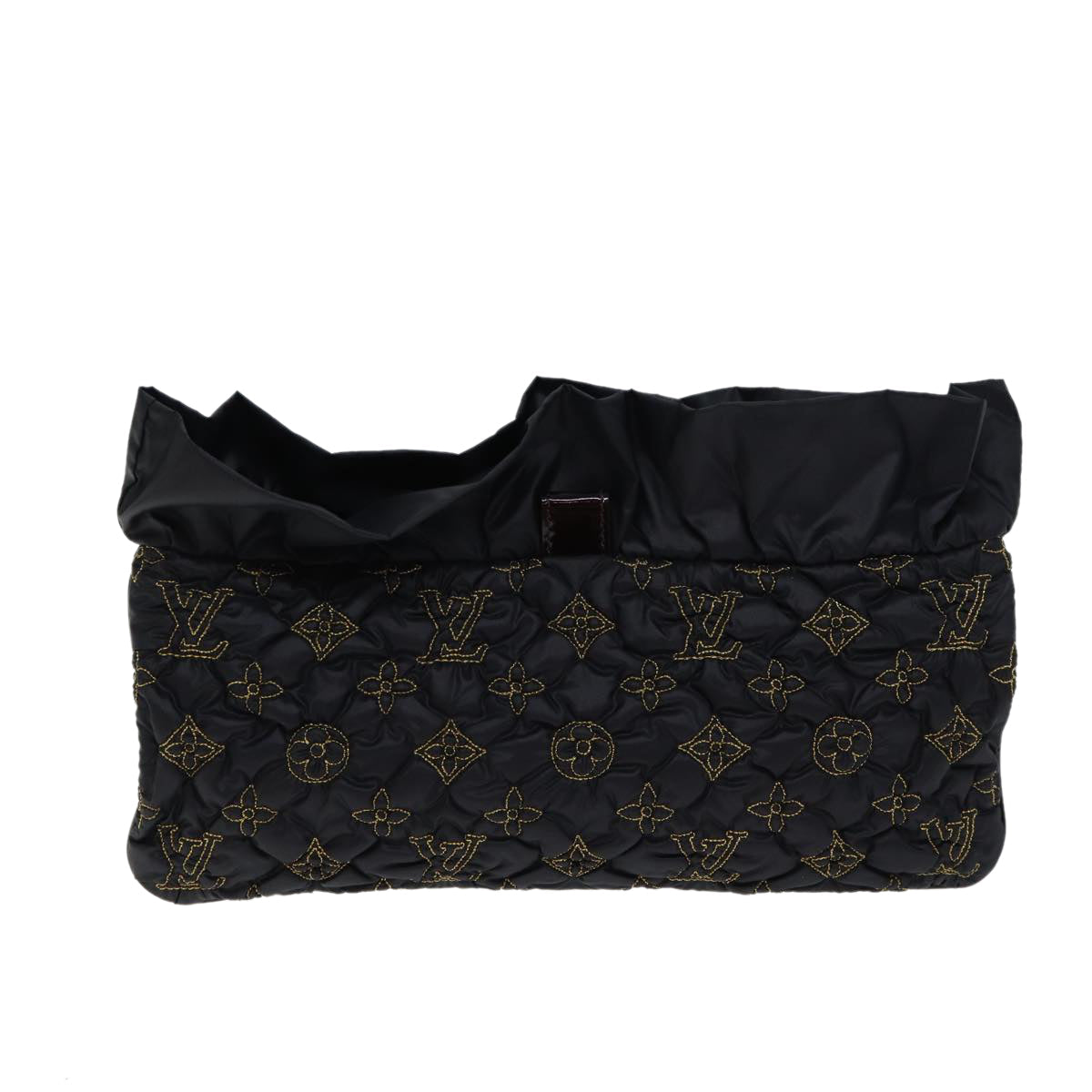 LOUIS VUITTON Monogram Satin Pochette Devi MM Clutch Bag Black M93196 72333