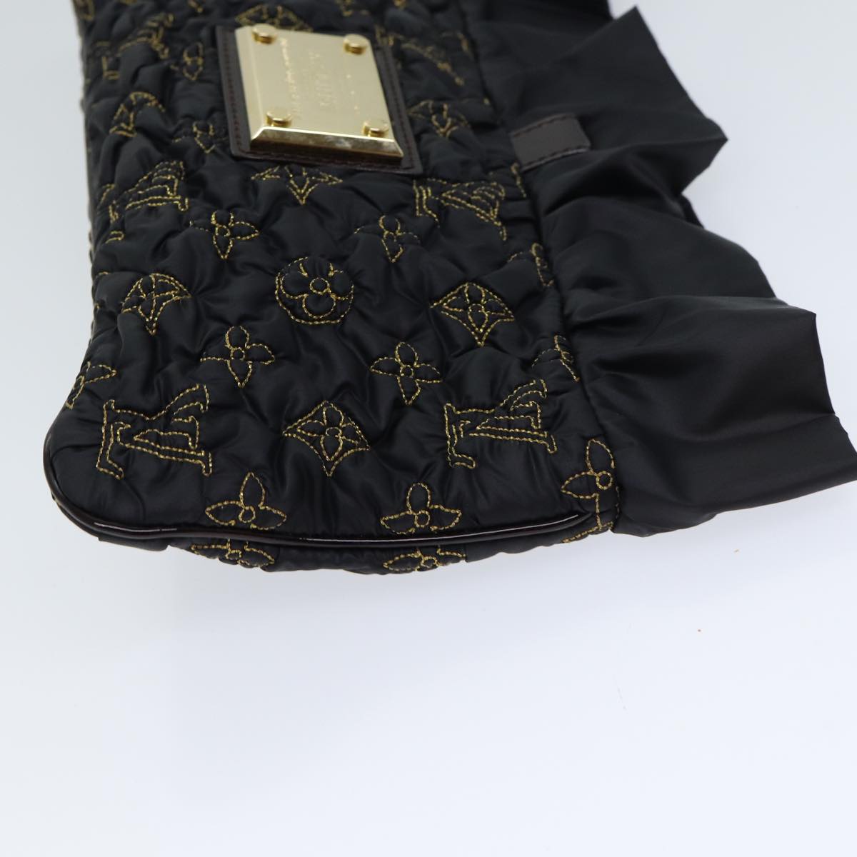 LOUIS VUITTON Monogram Satin Pochette Devi MM Clutch Bag Black M93196 72333