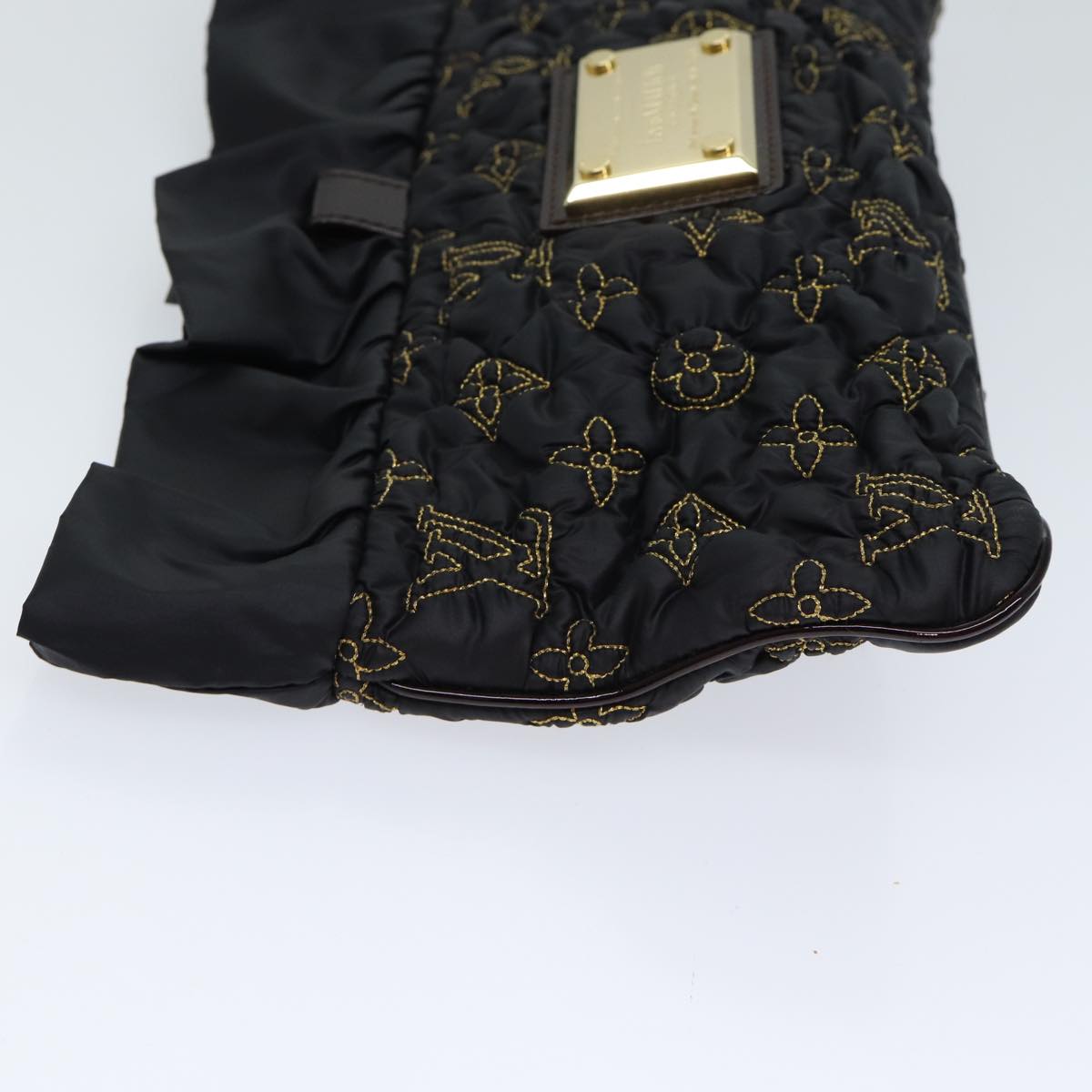 LOUIS VUITTON Monogram Satin Pochette Devi MM Clutch Bag Black M93196 72333