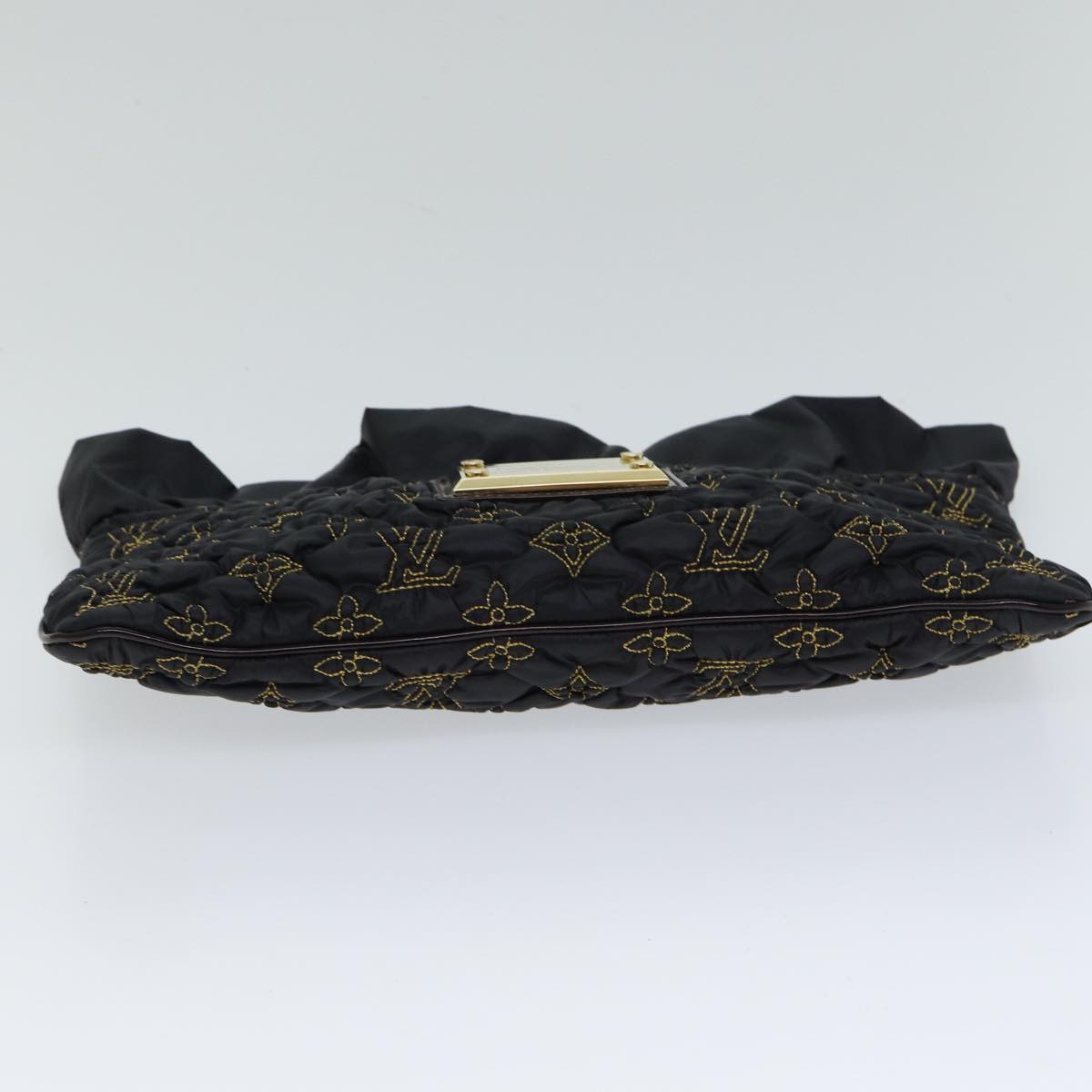 LOUIS VUITTON Monogram Satin Pochette Devi MM Clutch Bag Black M93196 72333