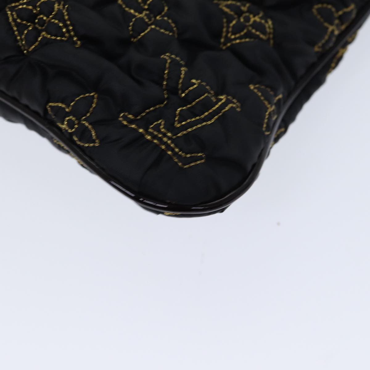 LOUIS VUITTON Monogram Satin Pochette Devi MM Clutch Bag Black M93196 72333