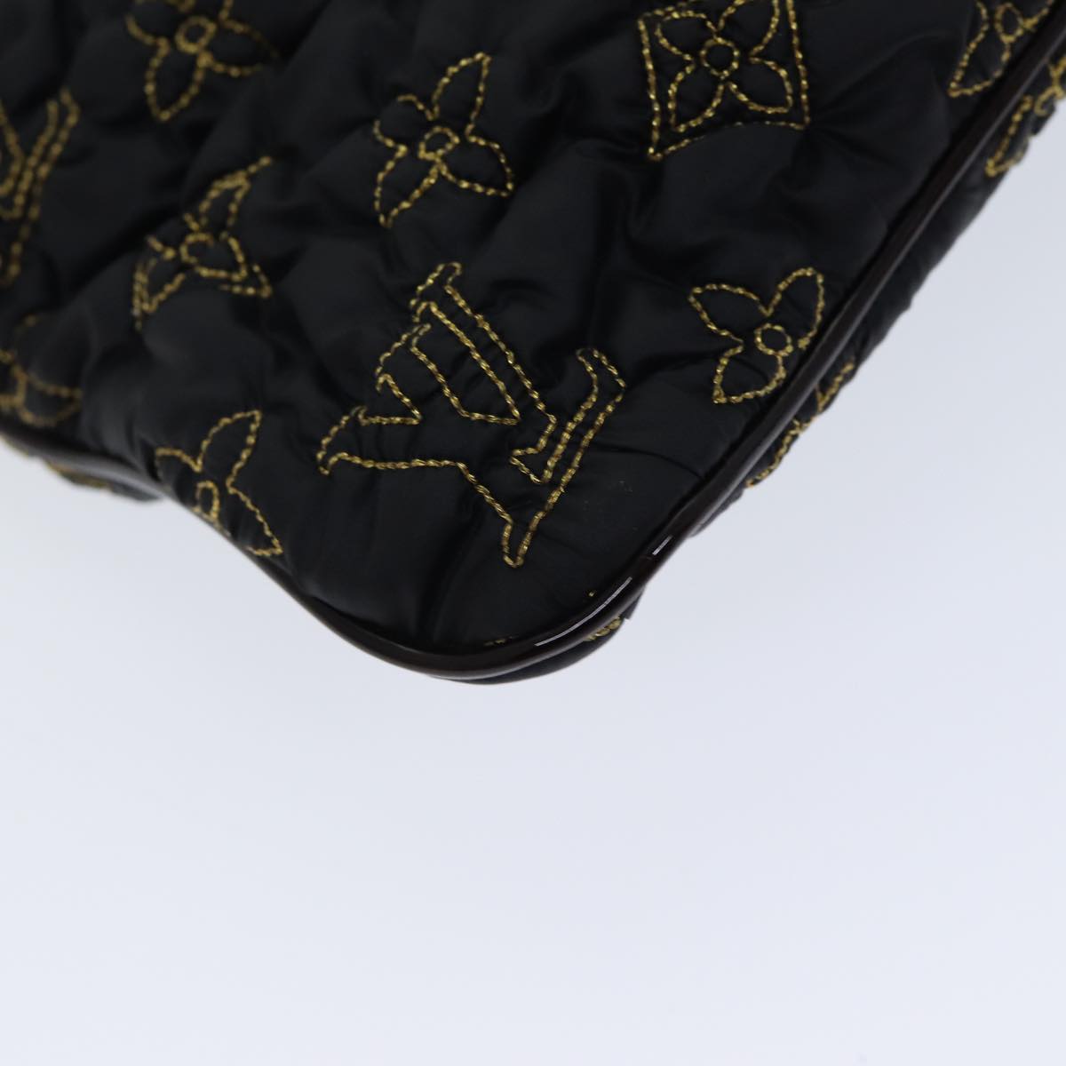 LOUIS VUITTON Monogram Satin Pochette Devi MM Clutch Bag Black M93196 72333