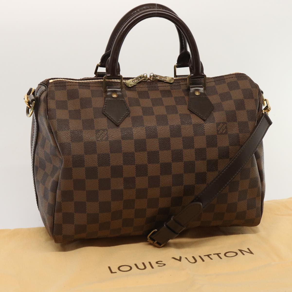 LOUIS VUITTON Damier Ebene Speedy Bandouliere 30 Hand Bag N41367 LV 72377