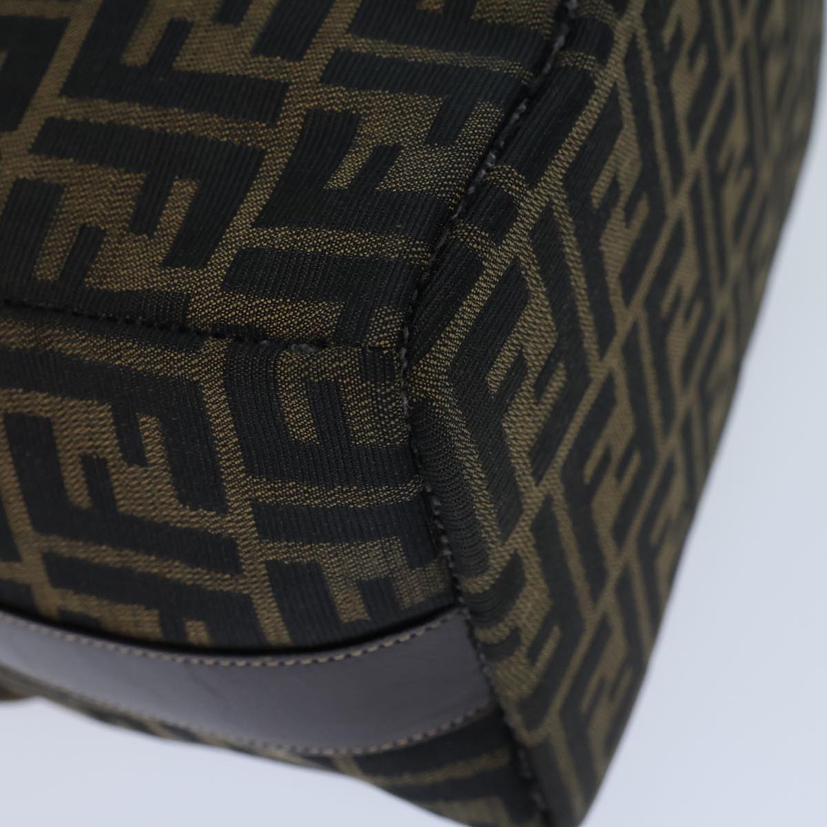FENDI Zucca Canvas Vanity Cosmetic Pouch Brown Black 72408