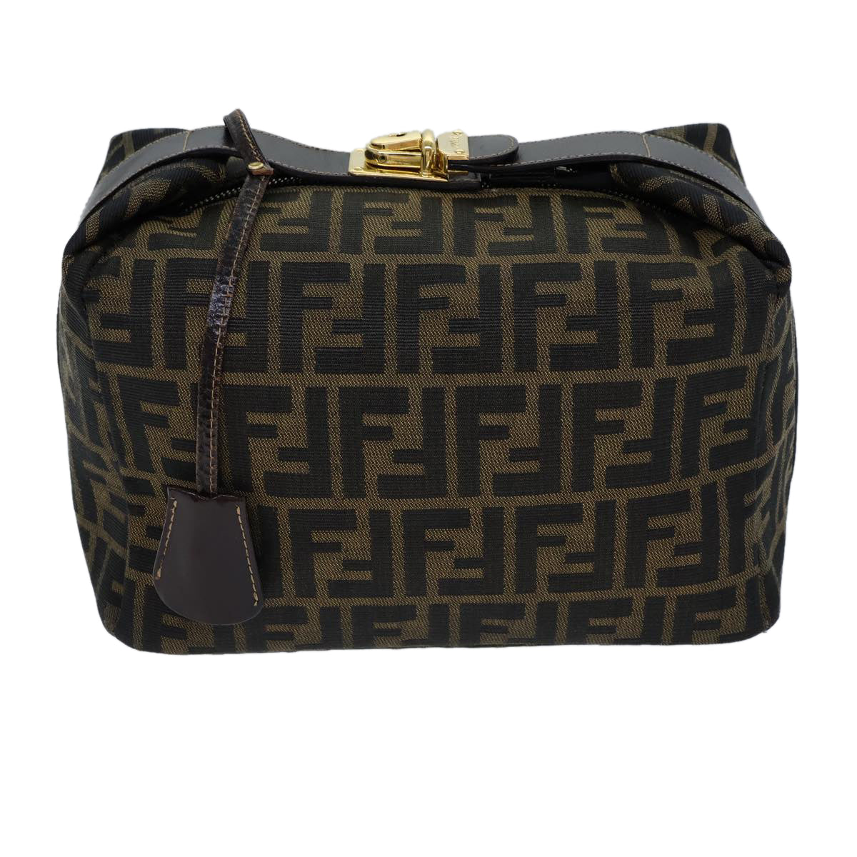 FENDI Zucca Canvas Vanity Cosmetic Pouch Brown Black 72408