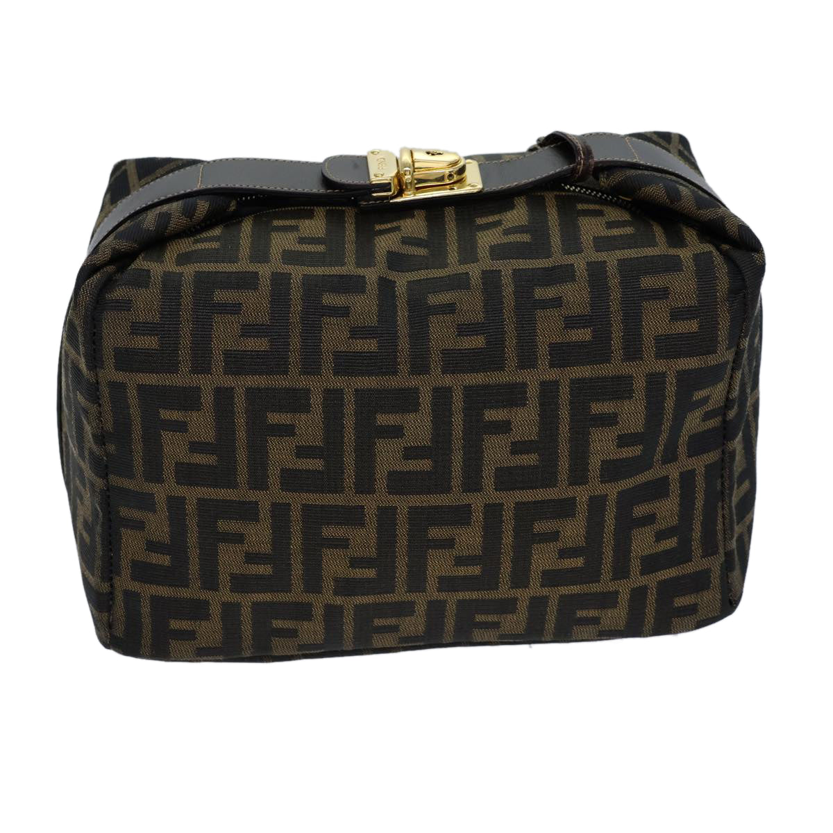FENDI Zucca Canvas Vanity Cosmetic Pouch Brown Black 72408