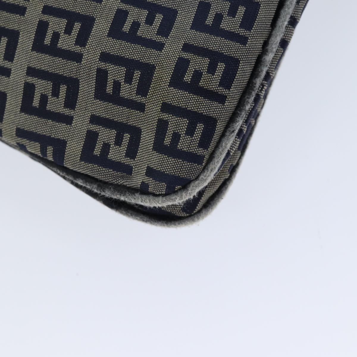 FENDI Zucchino Canvas Mamma Baguette Shoulder Bag Navy 72416