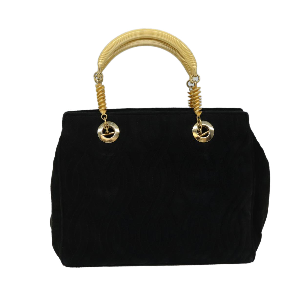 FENDI Hand Bag Suede Black 72417