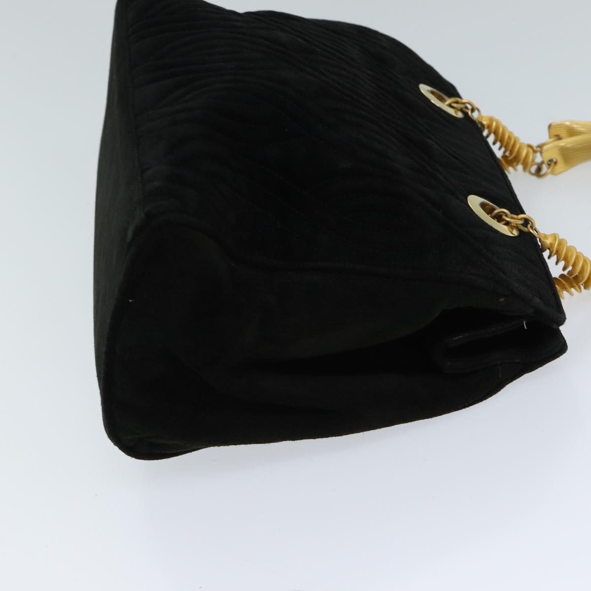 FENDI Hand Bag Suede Black 72417