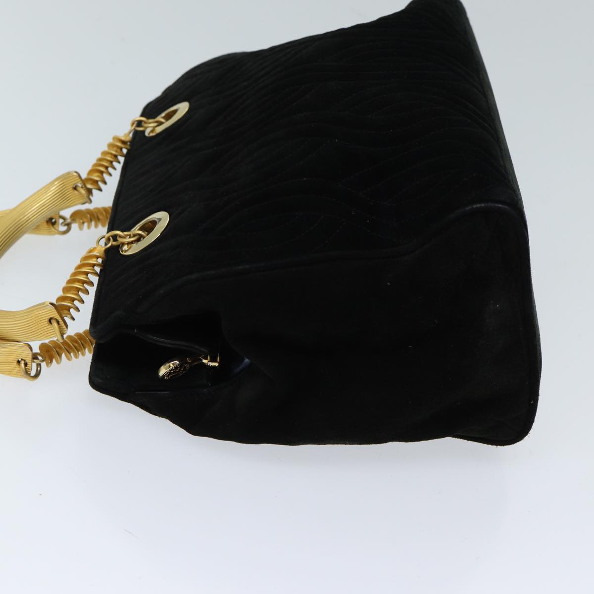 FENDI Hand Bag Suede Black 72417