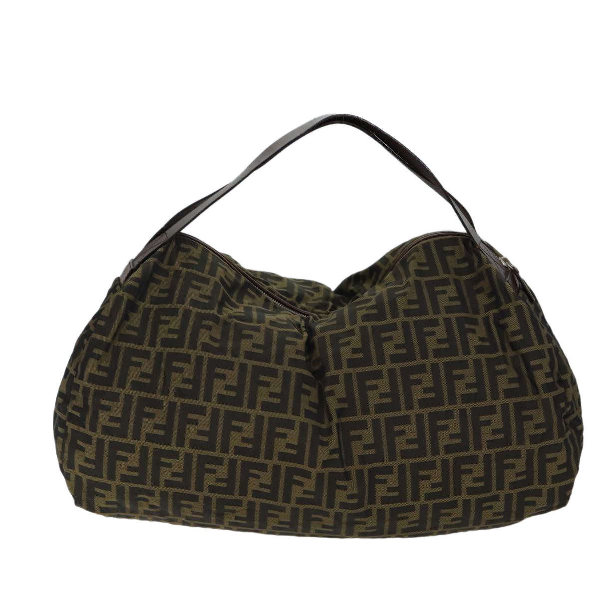 FENDI Zucca Canvas Shoulder Bag Brown Black 72418