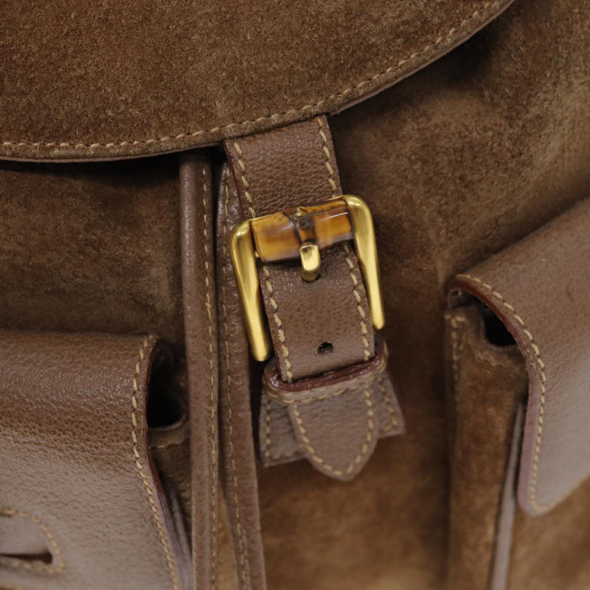 GUCCI Bamboo Backpack Suede Brown 003 2058 0016 72436