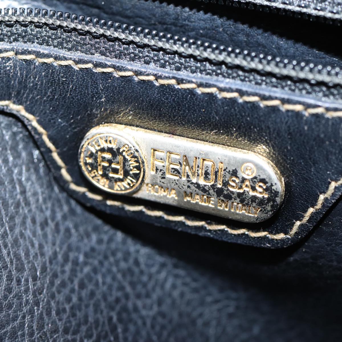 FENDI Pecan Canvas Shoulder Bag Brown Black 72507
