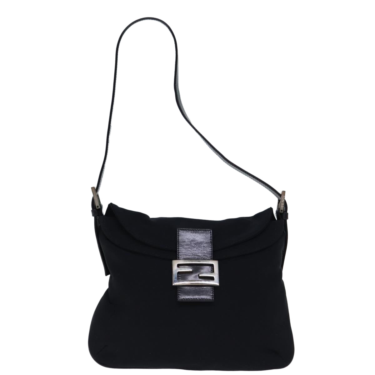 FENDI Mamma Baguette Shoulder Bag Nylon Black 72512