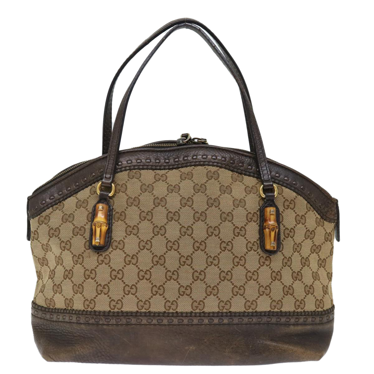 GUCCI GG Canvas Bamboo Hand Bag Beige 339002 72514