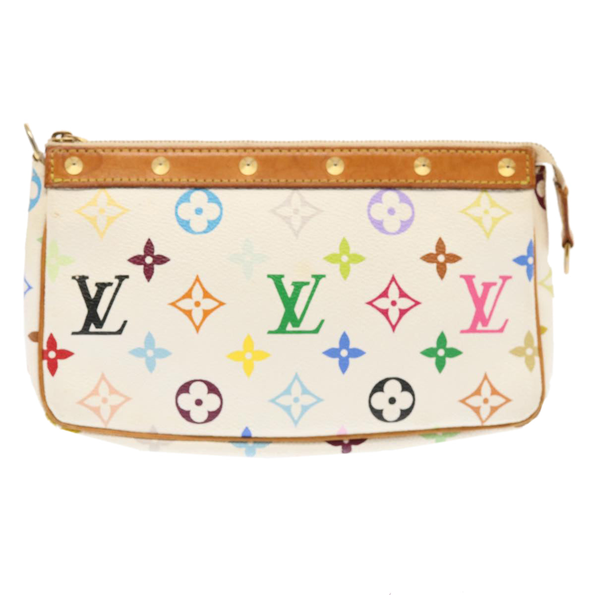 LOUIS VUITTON Monogram Multicolor Pochette Pouch White M92649 LV 72530