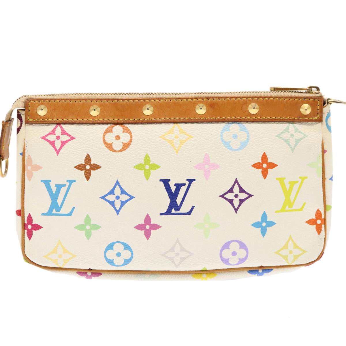 LOUIS VUITTON Monogram Multicolor Pochette Pouch White M92649 LV 72530