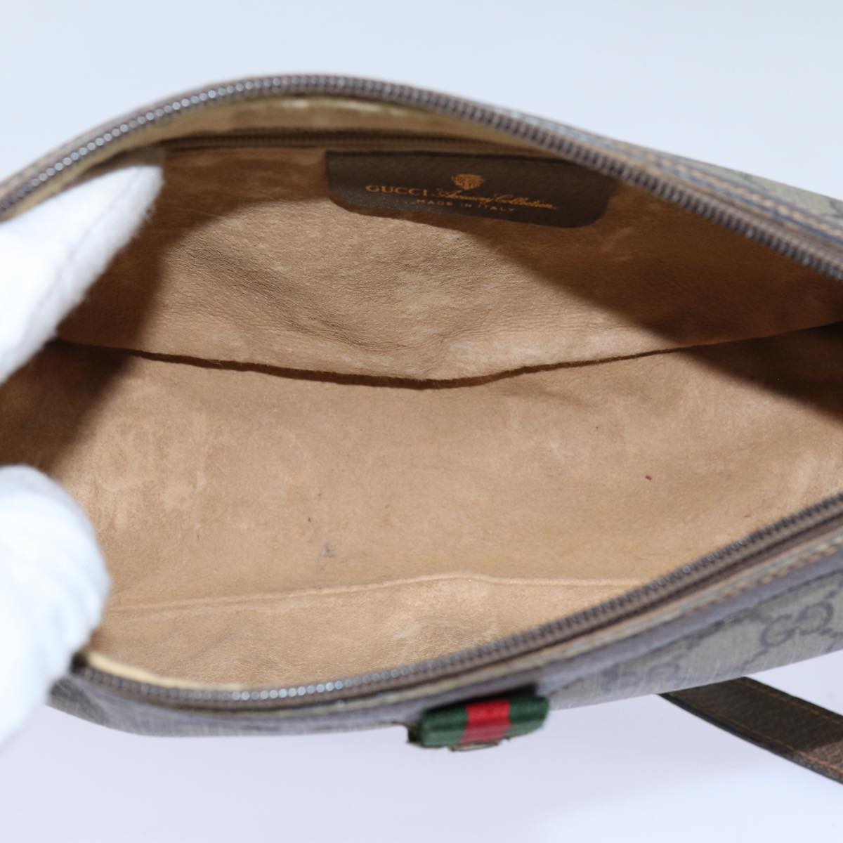 GUCCI GG Canvas Web Sherry Line Shoulder Bag PVC Beige Green Red 72543