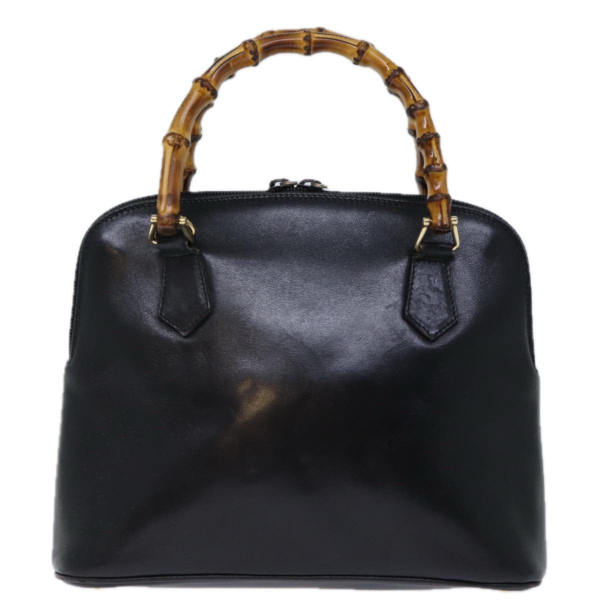 GUCCI Bamboo Hand Bag Leather 2way Black 72549
