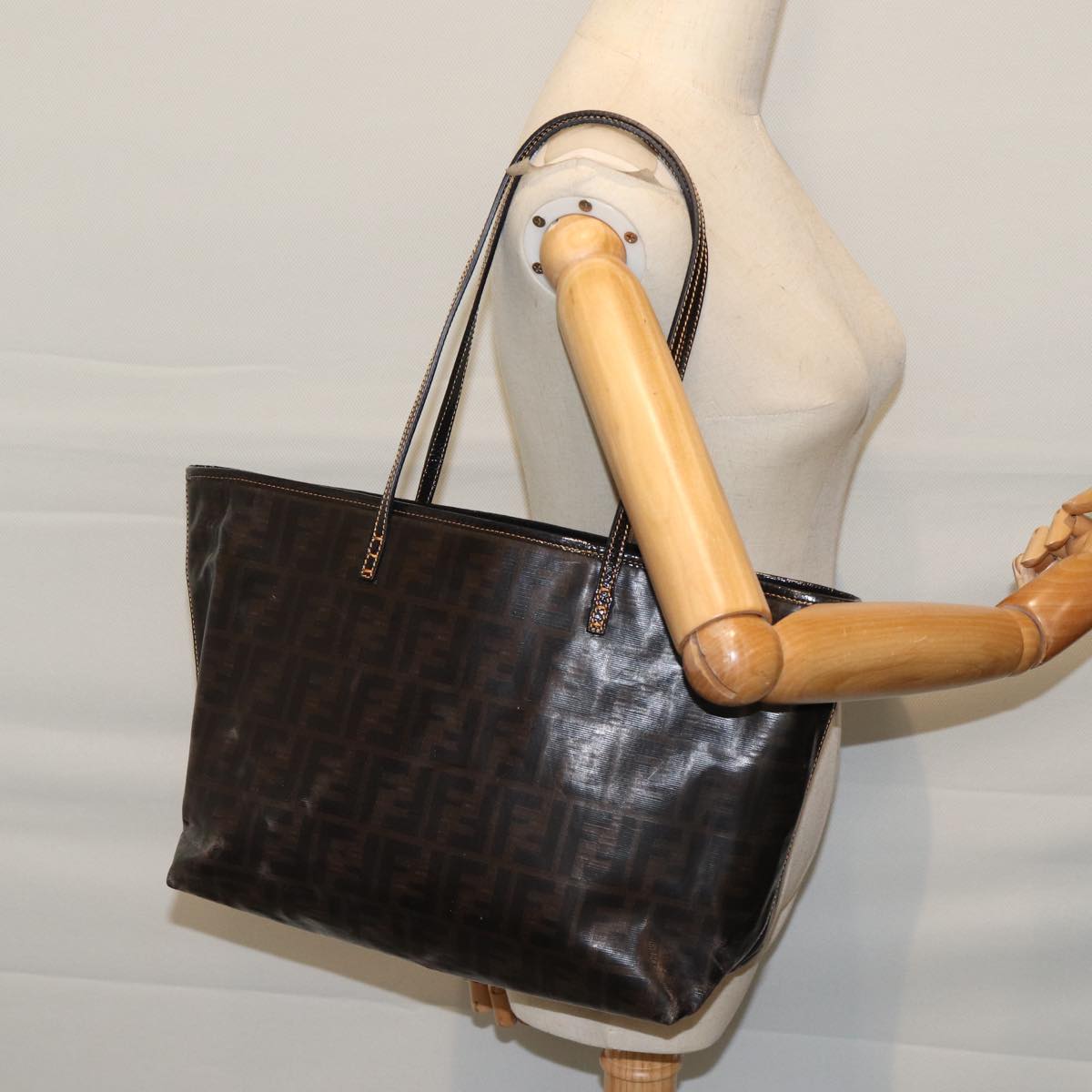 FENDI Zucca Canvas Tote Bag Coated Canvas Brown 72588