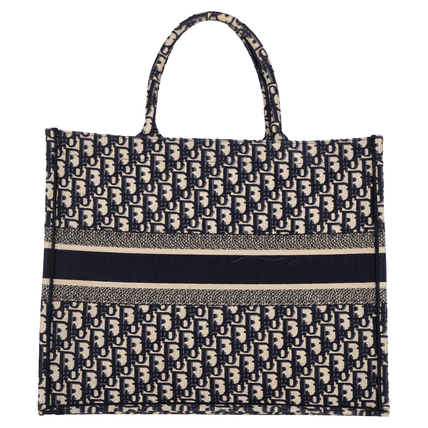 Christian Dior Large Oblique Book Totebag in Navy Blue Canvas
