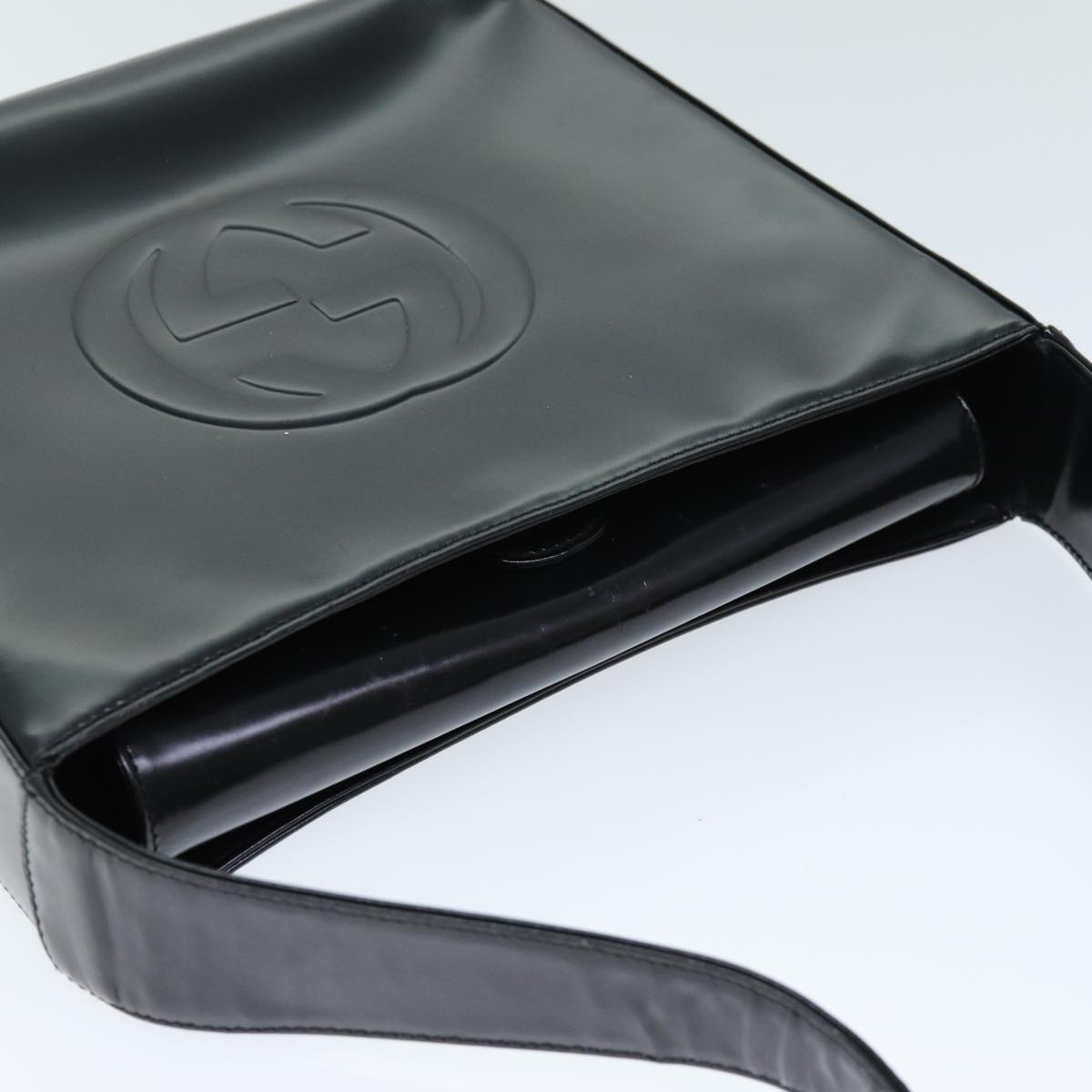 GUCCI Interlocking Shoulder Bag Enamel Black 000 0506 72605