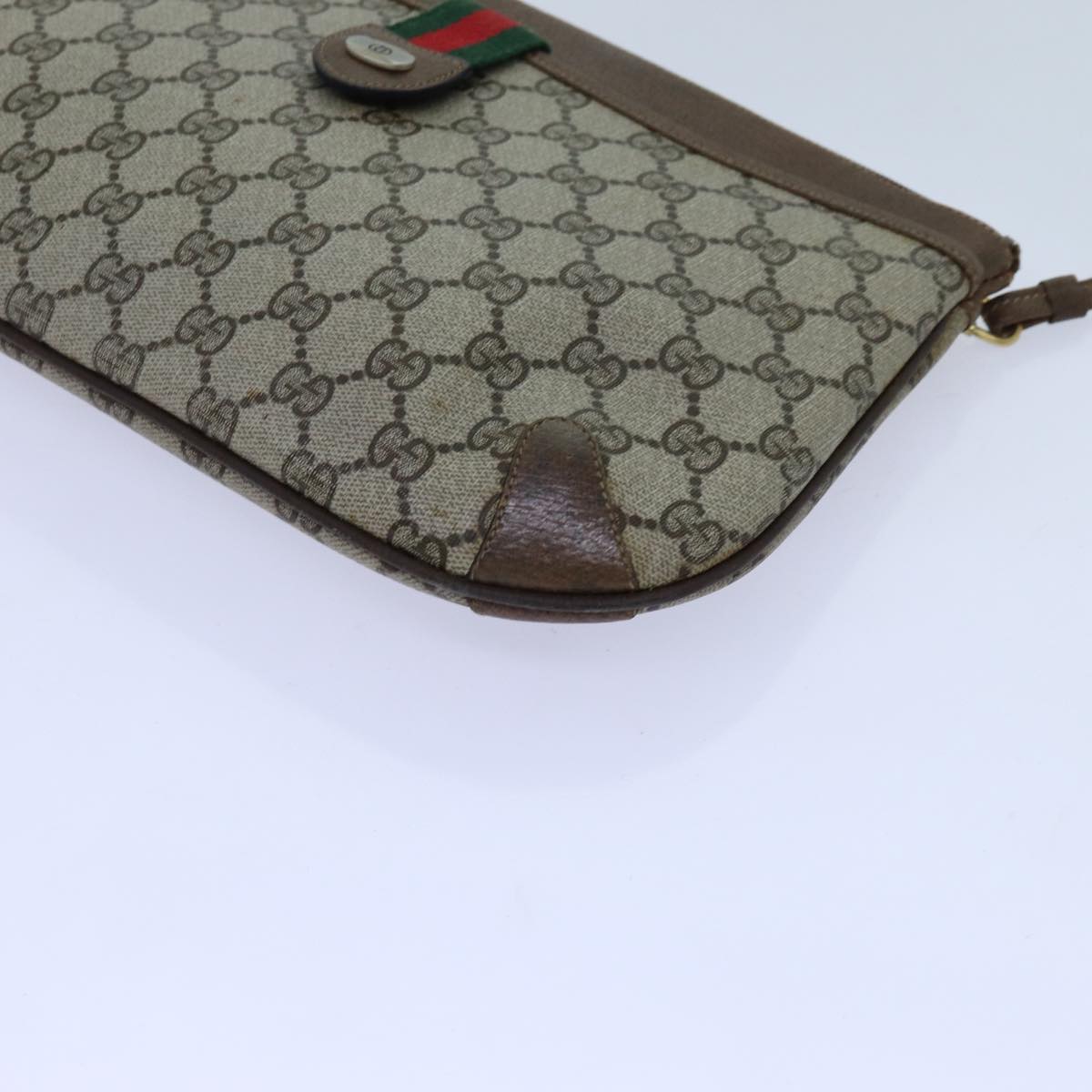 GUCCI GG Supreme Web Sherry Line Shoulder Bag Beige Green 904 02 026 72608