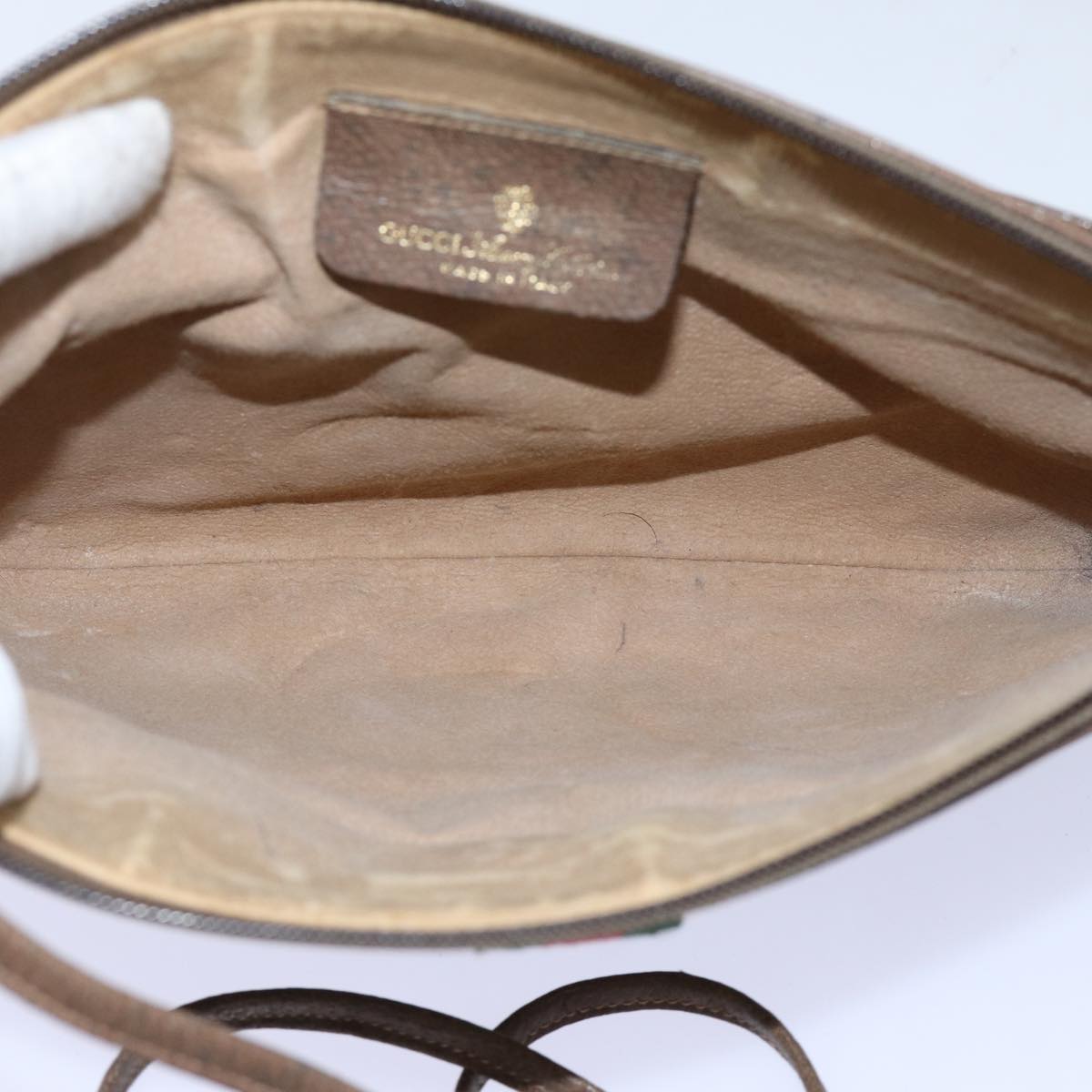 GUCCI GG Supreme Web Sherry Line Shoulder Bag Beige Green 904 02 026 72608