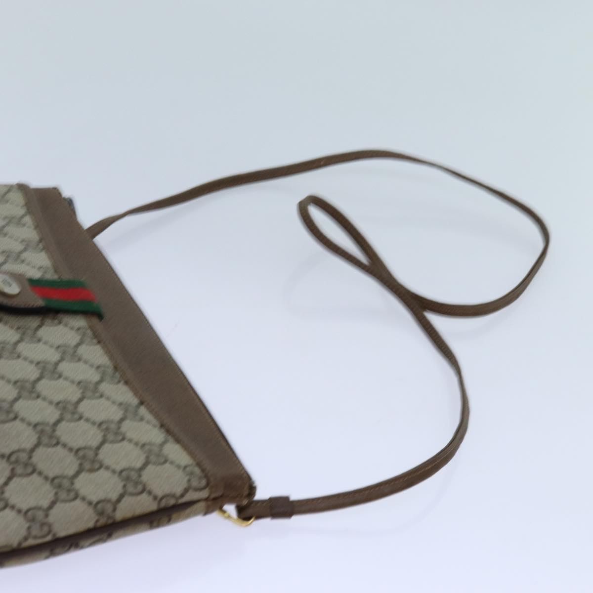 GUCCI GG Supreme Web Sherry Line Shoulder Bag Beige Green 904 02 026 72608